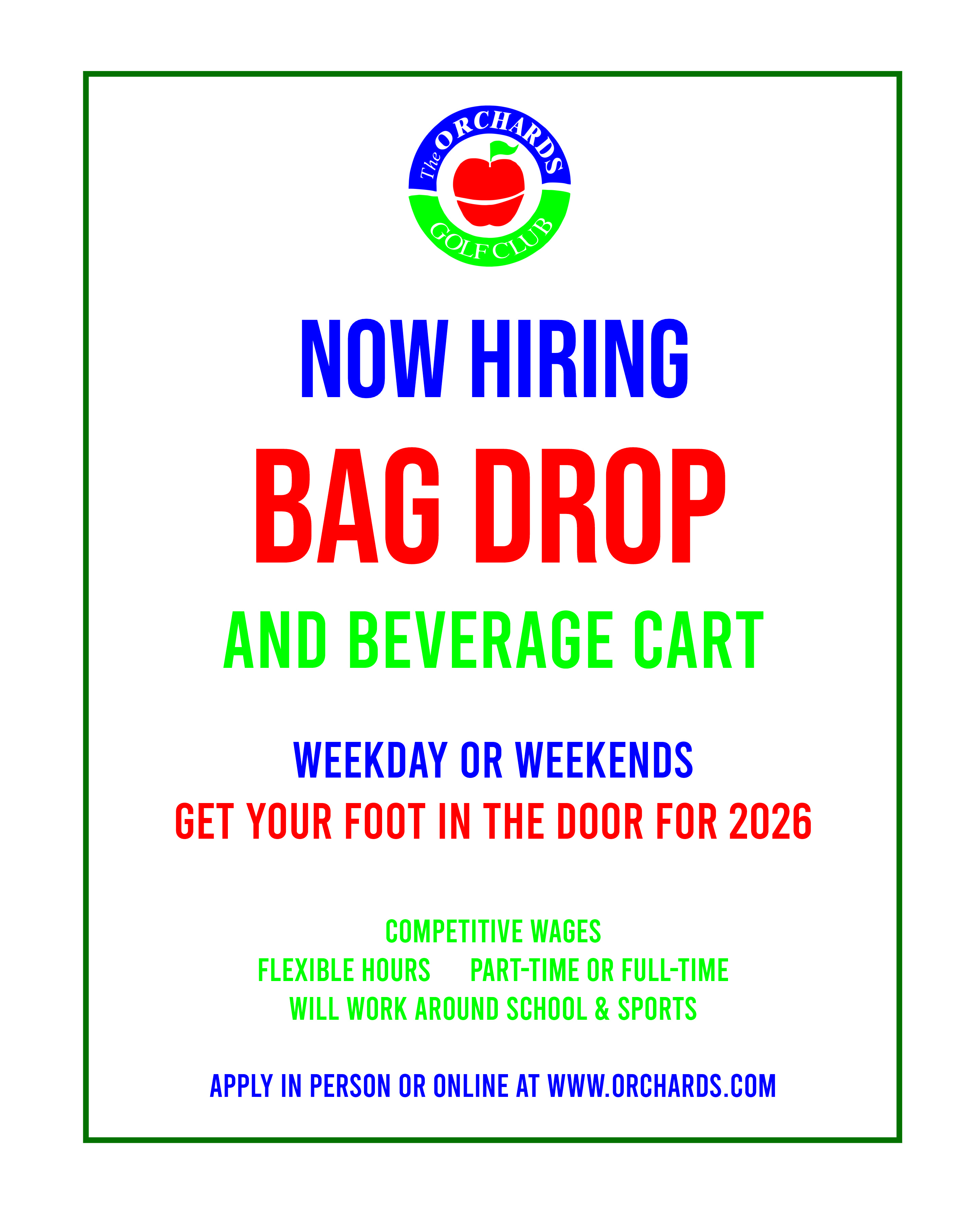 help wanted bag drop beverage cart